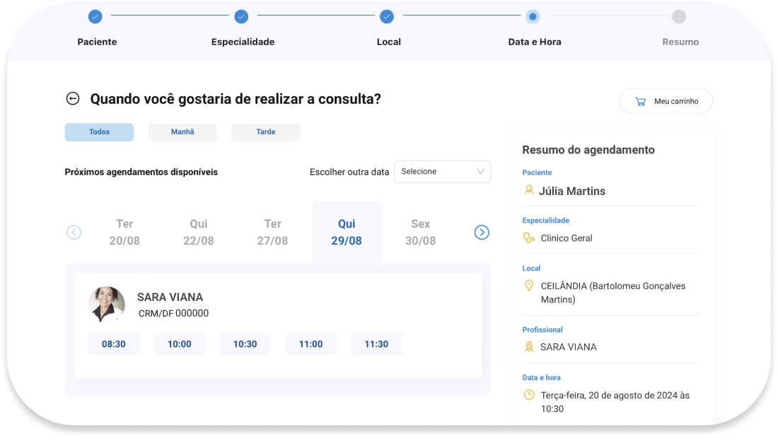 Passo 06 - Como marcar consulta - profissional e horário
